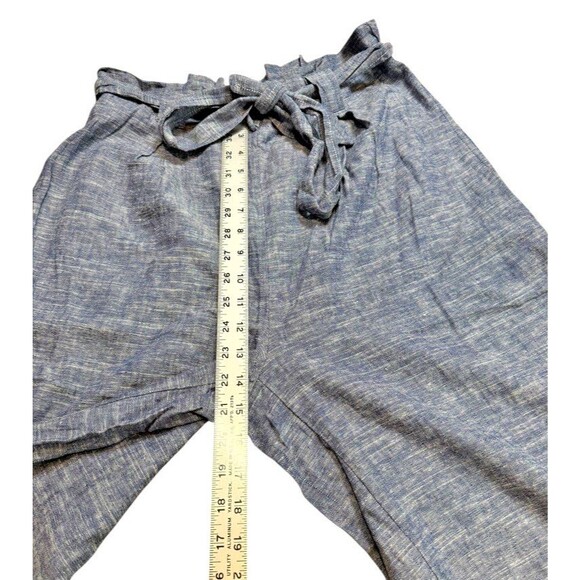 Max Studio Linen Pants Womens Size Small Paperbag Belted Waist Wide Leg Cropped - Picture 8 of 8